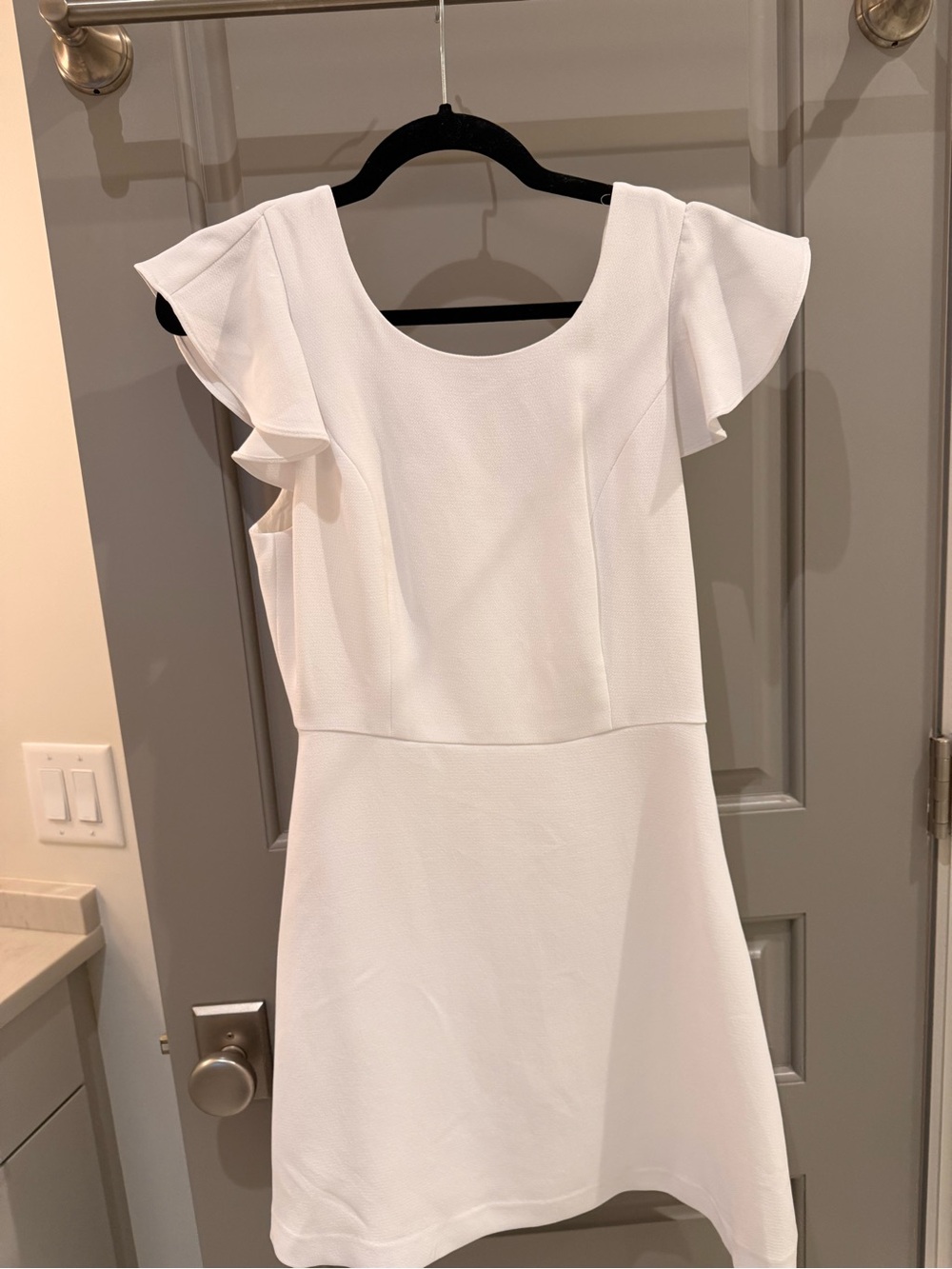 BCBGeneration White Flutter-Sleeve Mini Dress